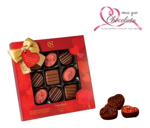 Presente Especial Chocolate Cacau Show E Brincos Swarovski Amo Mais Que Chocolate