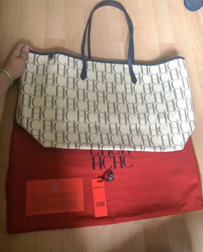 Colección de bolsos de mano de lujo. Bolsa Carolina Herrera Ch Big Shopper Tote Xl 100%