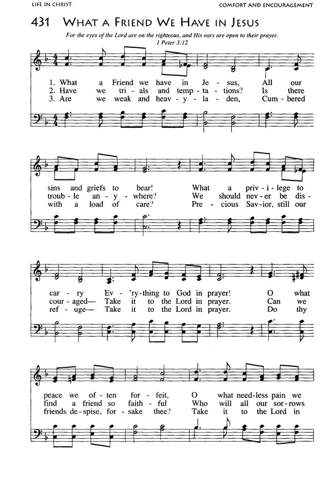 Simple, modern chord chart for what a friend we have in jesus with video, audio, and other hymn resources. African American Heritage Hymnal 431 What A Friend We Have In Jesus Hymnary Org