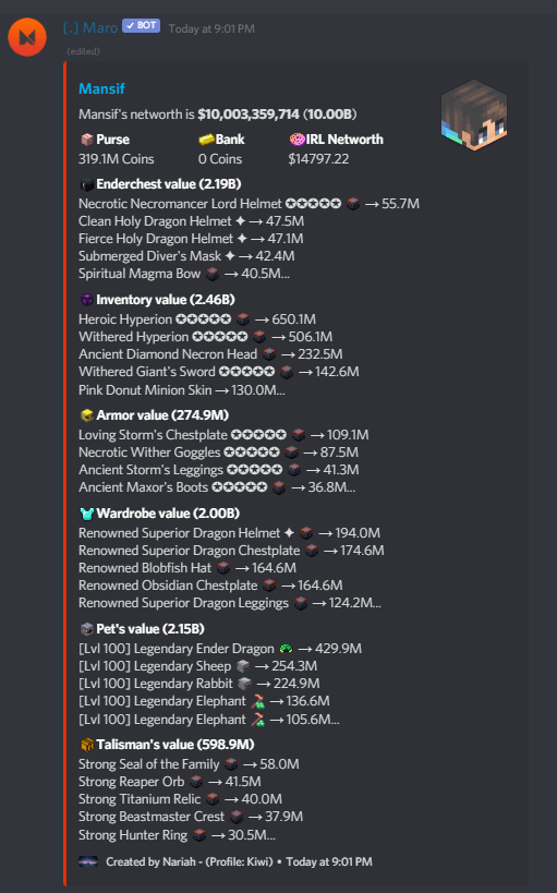 Skyblock Net Worth Calculator