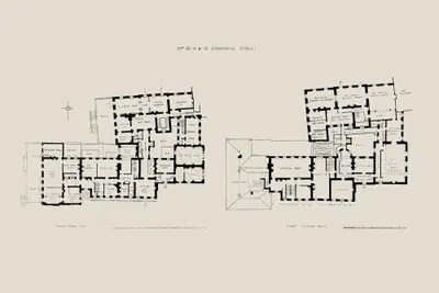 10, 11, and 12, downing street, plan of ground floor', in survey of london: 10 Downing Street Floorplan Canvas Wall Art Bibliotography Icanvas