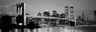Find over 100+ of the best free black and white new york images. Illuminated Brooklyn Bridge With Lower Manhattan S Fina Canvas Print