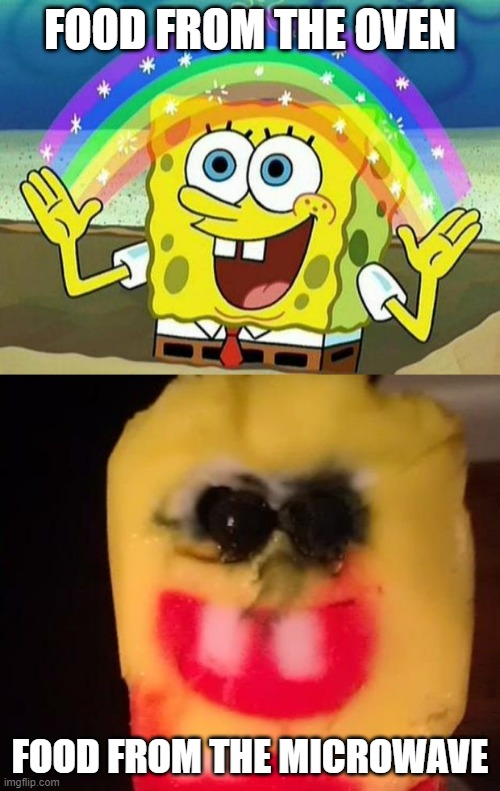 Make spongebob rainbow memes or upload your own images to make custom memes. Image Tagged In Spongebob Rainbow Cursed Spongebob Popsicle Oven Vs Microwave Oven Is Better Imgflip