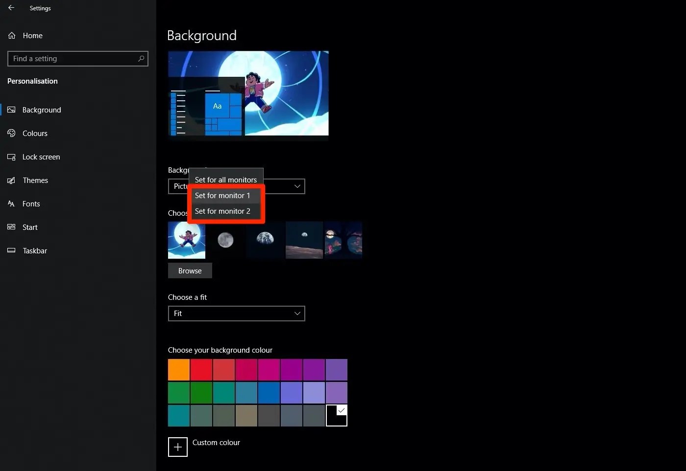 In the new menu, browse for the images you want. How To Set Different Wallpapers On Dual Monitors In Windows 10
