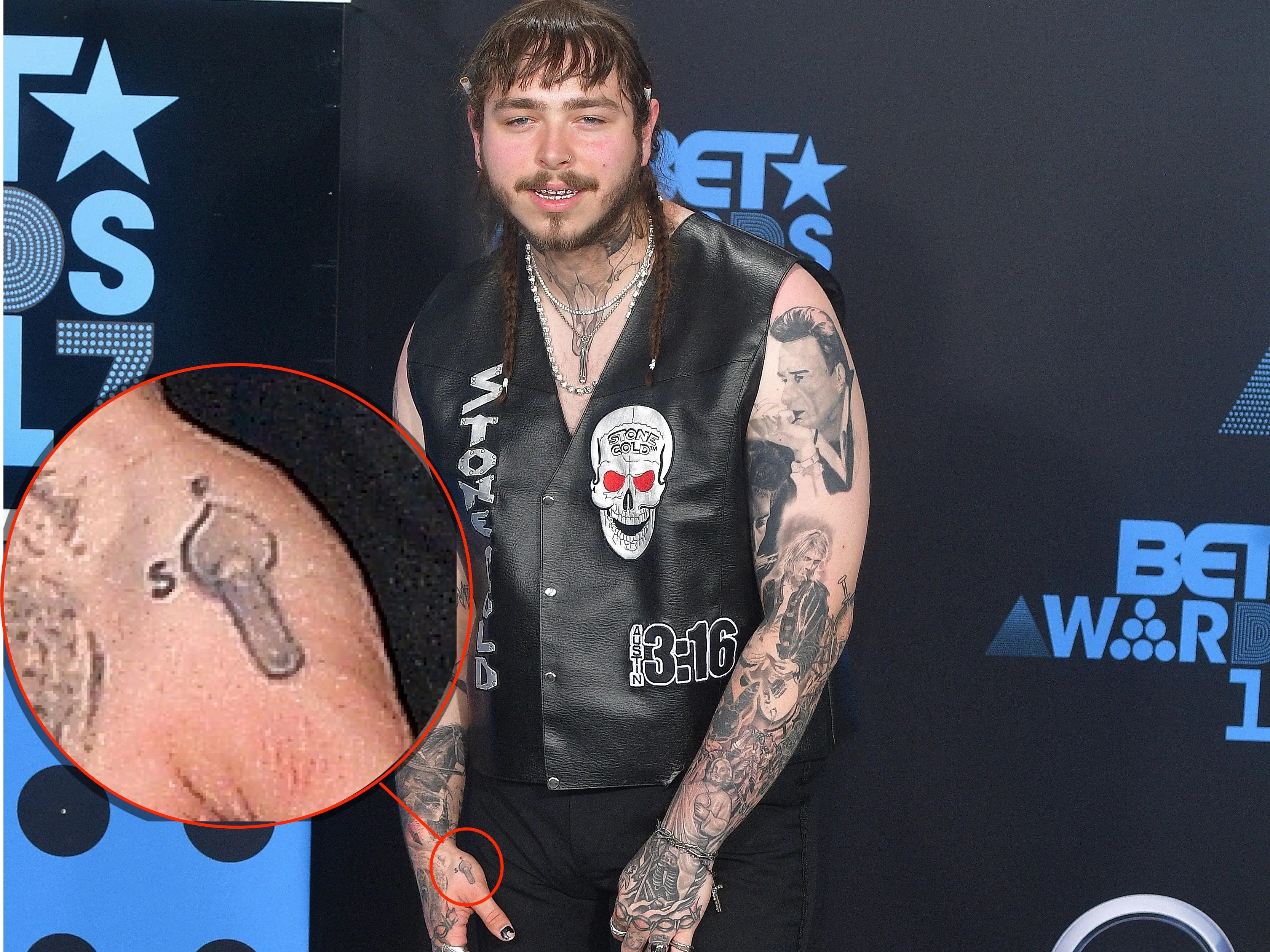 Post Malone Has More Than 65 Tattoos (And Counting). Here's Where They Are And What They All Mean. 2501_x_3335_jpg