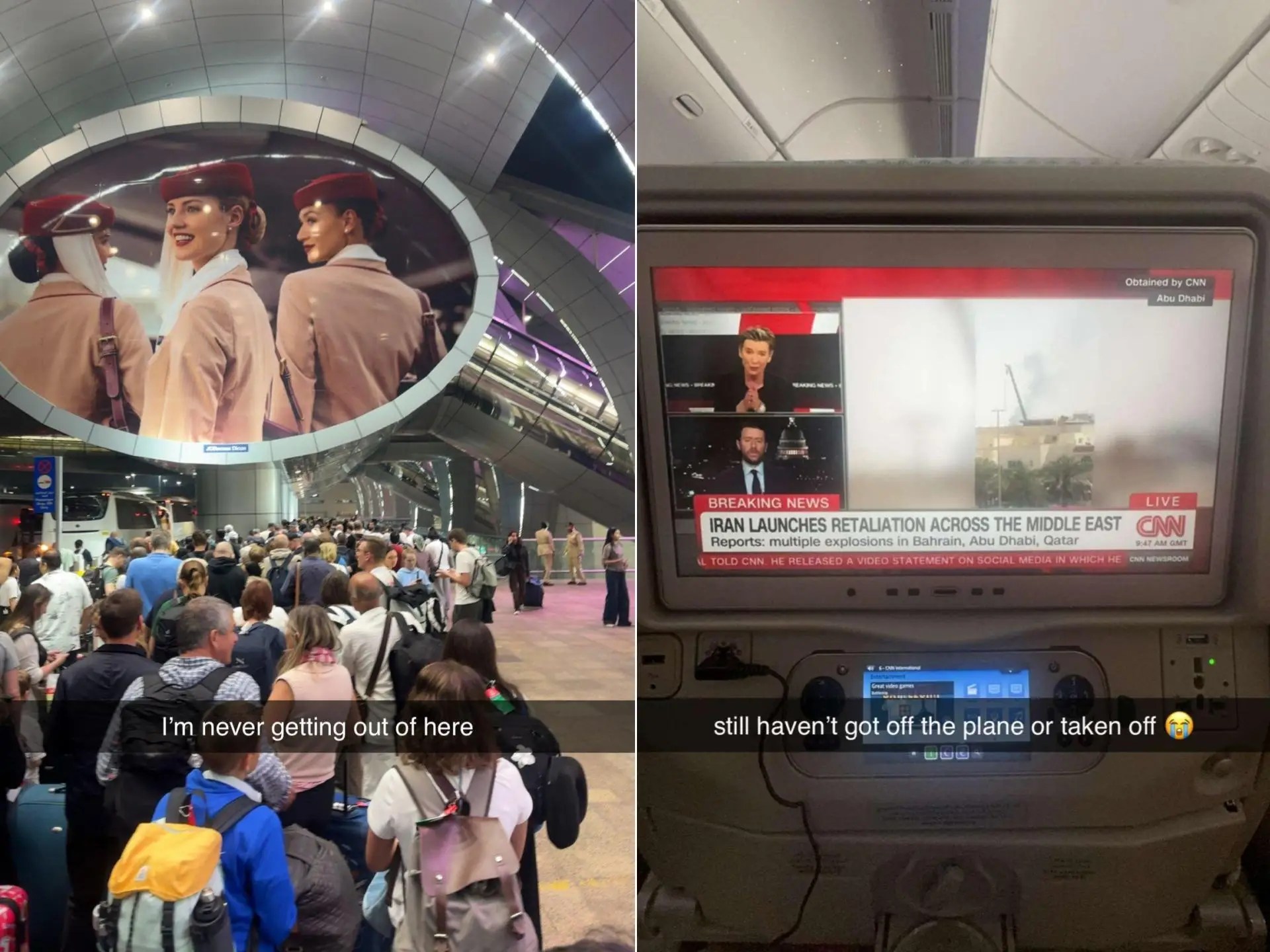 Photos show chaos at airports as passengers are left stranded due to canceled flights