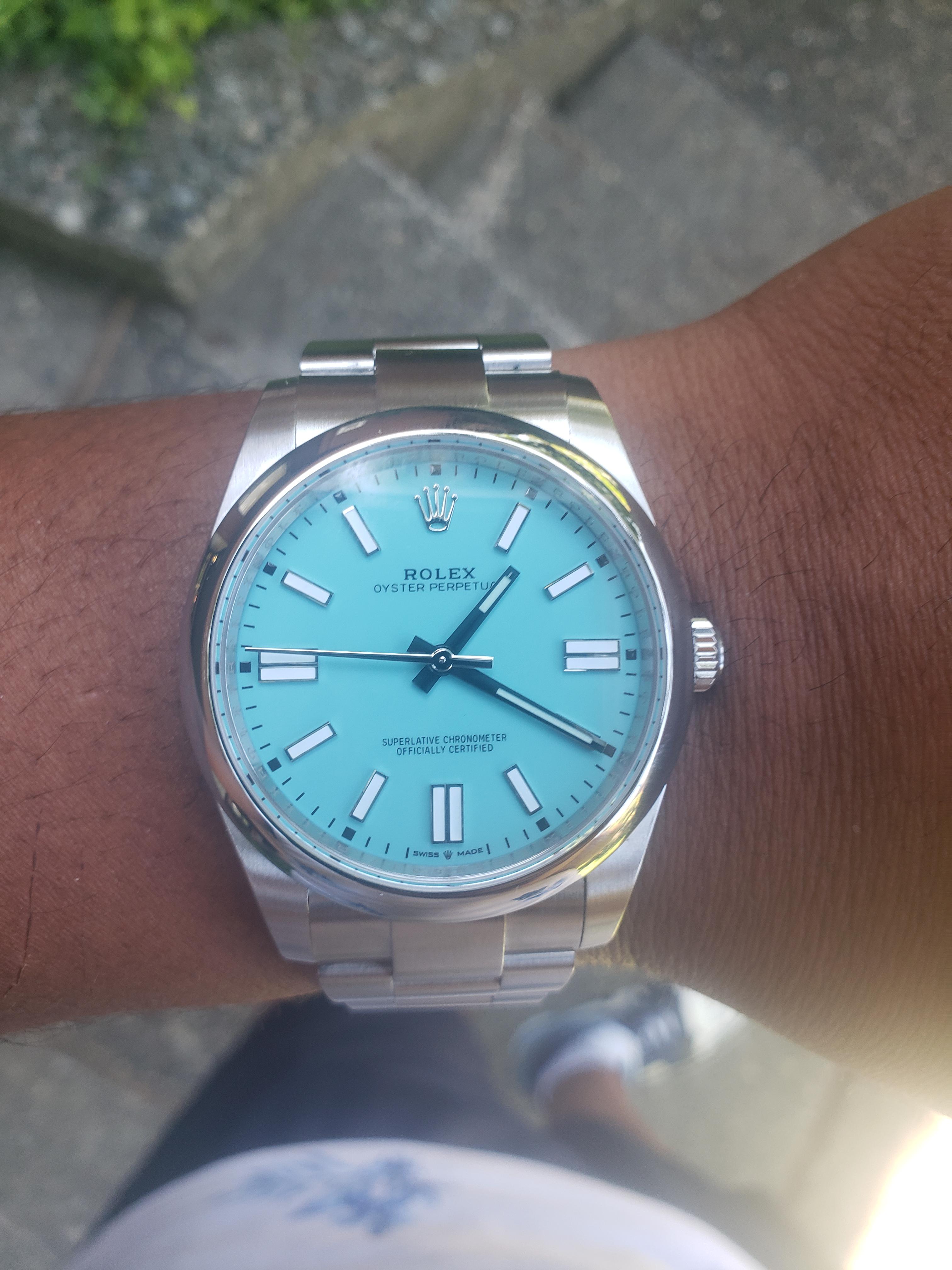 Literally Just Arrived At My Door From Mirotime She S A Beauty Oyster Perpetual 41mm 124300 Ewf Best Edition Tiffany Blue Dial On Ss Bracelet A3230 Reptime