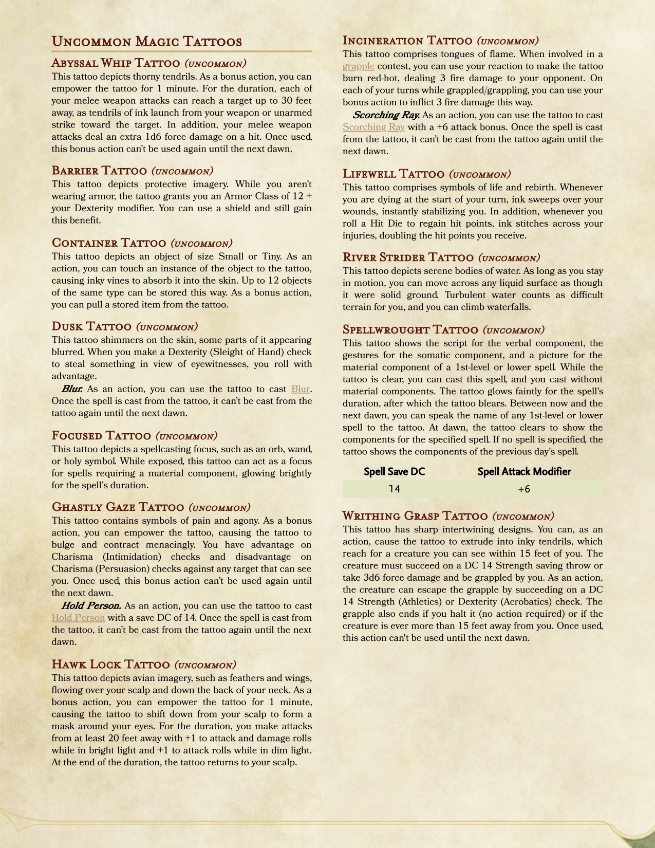 Magic Tattoos Extended (Uncommon) [Oc] [Homebrew] : R/Dnd 1650_x_1275_png