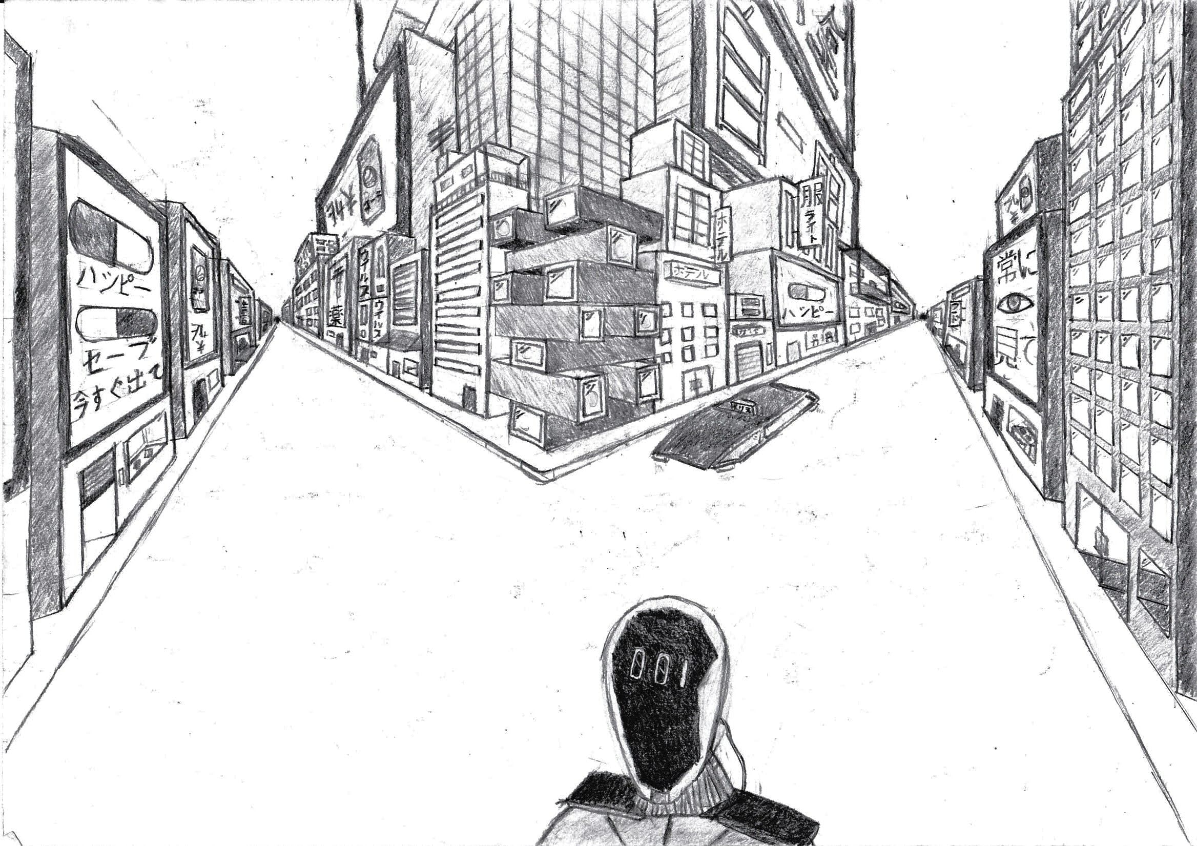 My Attempt At A 2 Point Perspective Drawing Drawing
