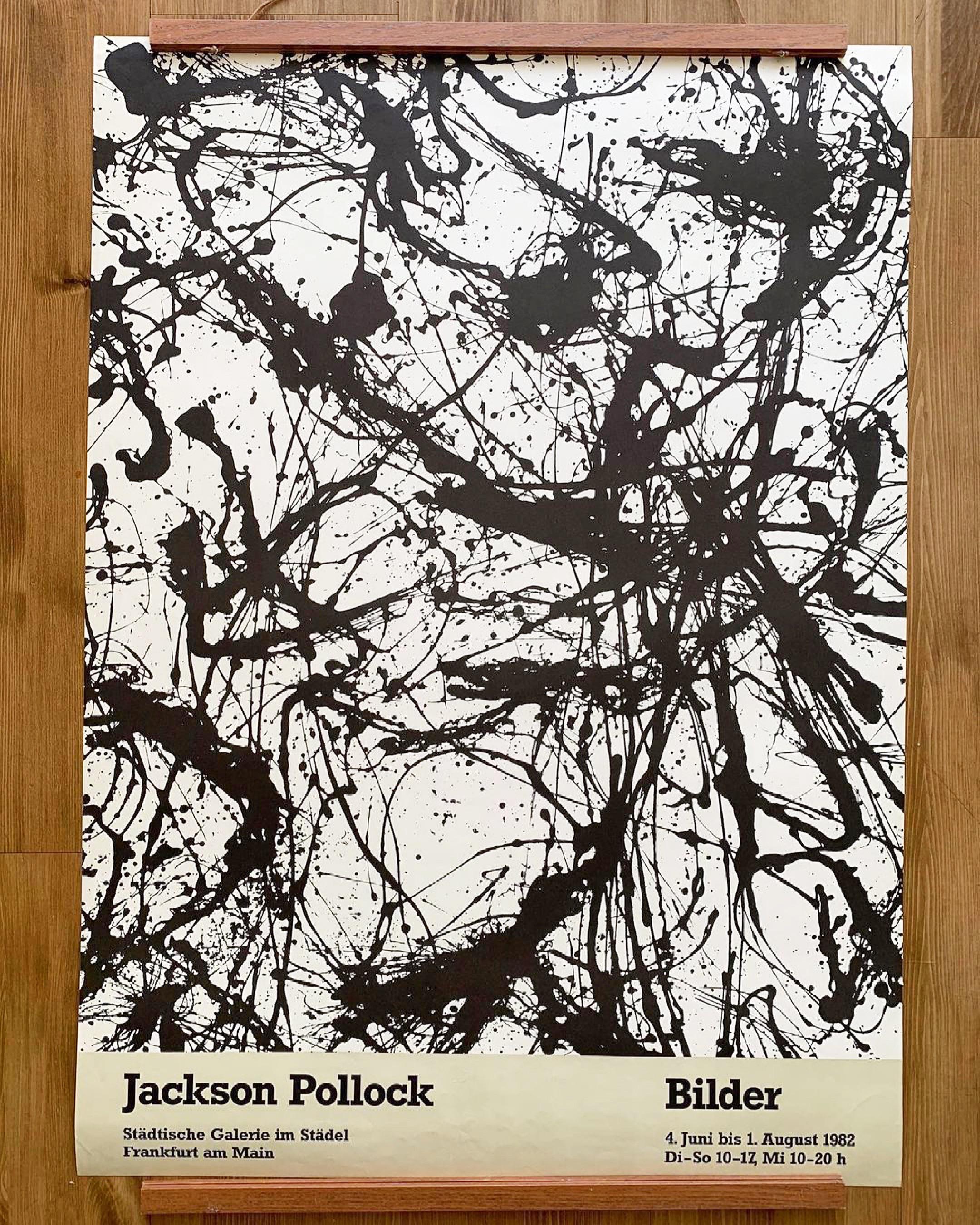 Jackson Pollock Vintage Exhibition Poster Featuring An Artwork Using Just Black Paint On White Canvas R Exhibitionposters