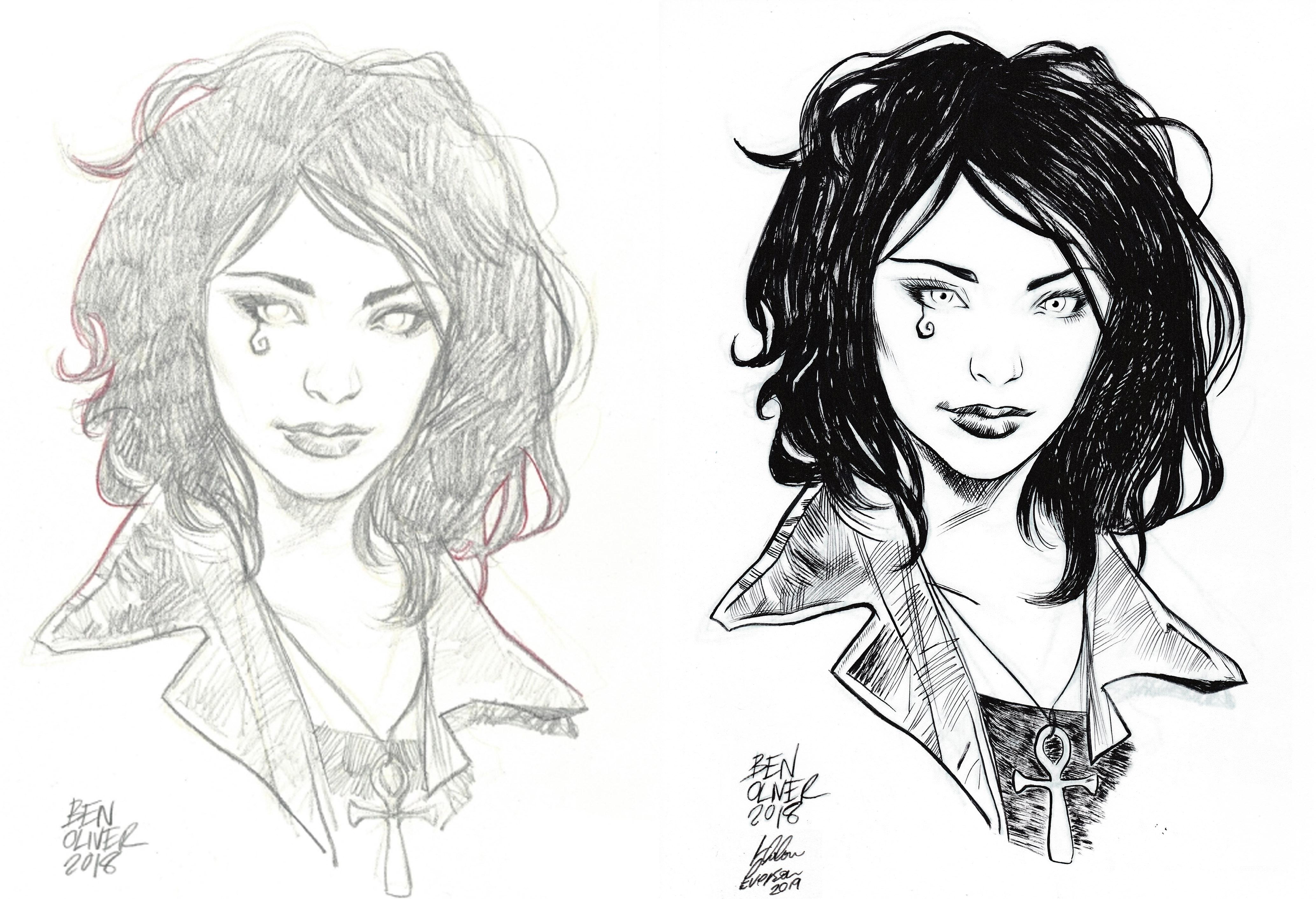 Fan Art Trad Ink Over Death Ben Oliver Pencils Dccomics