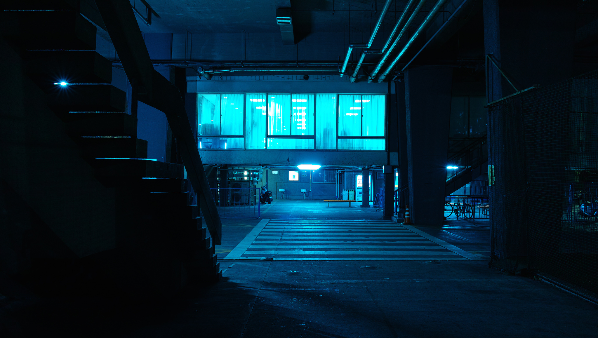 The three primary colors are red, blue, and yellow. Blue Glow Urban Environment 2048 1158 R Wallpapers