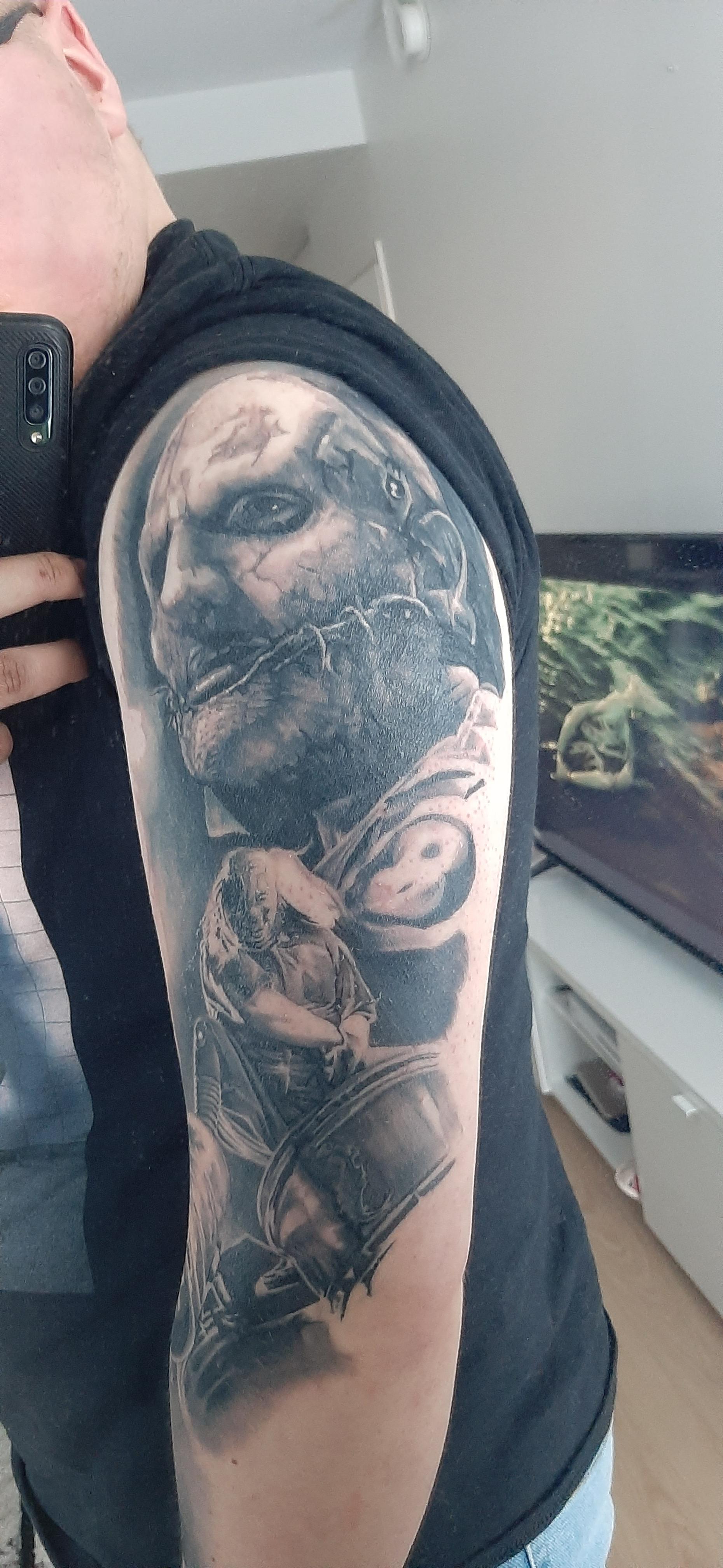 Slipknot Sleeve In Progress. Done In La Muerte Ink, By Febianto. Helsinki, Finland. : R/Tattoos 4032_x_1860_jpg