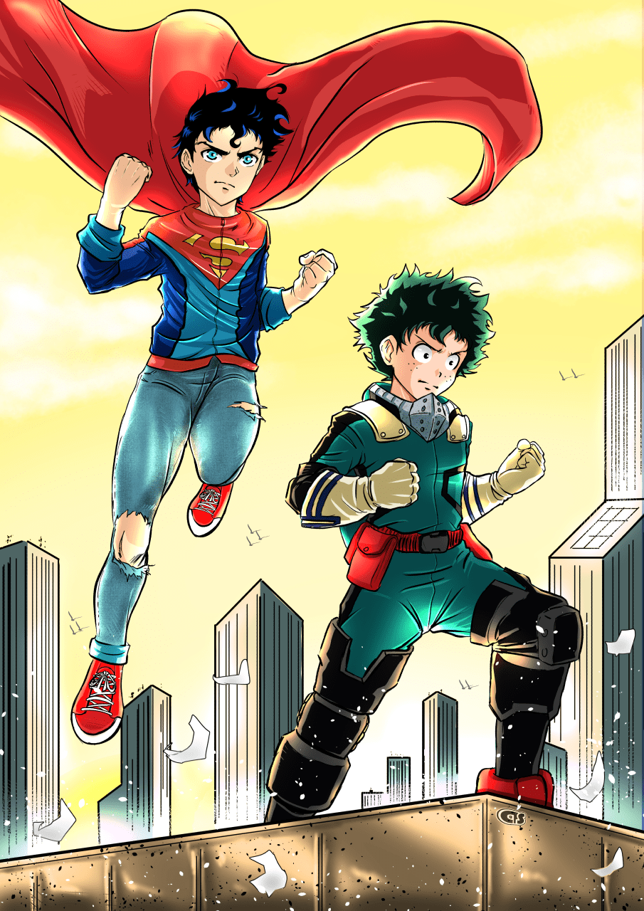 Fan Art My Last Crossover My Hero Academia Dc Heroes Midoriya Izuku Deku And Superboy Jon Kent Art By Me R Bokunoheroacademia