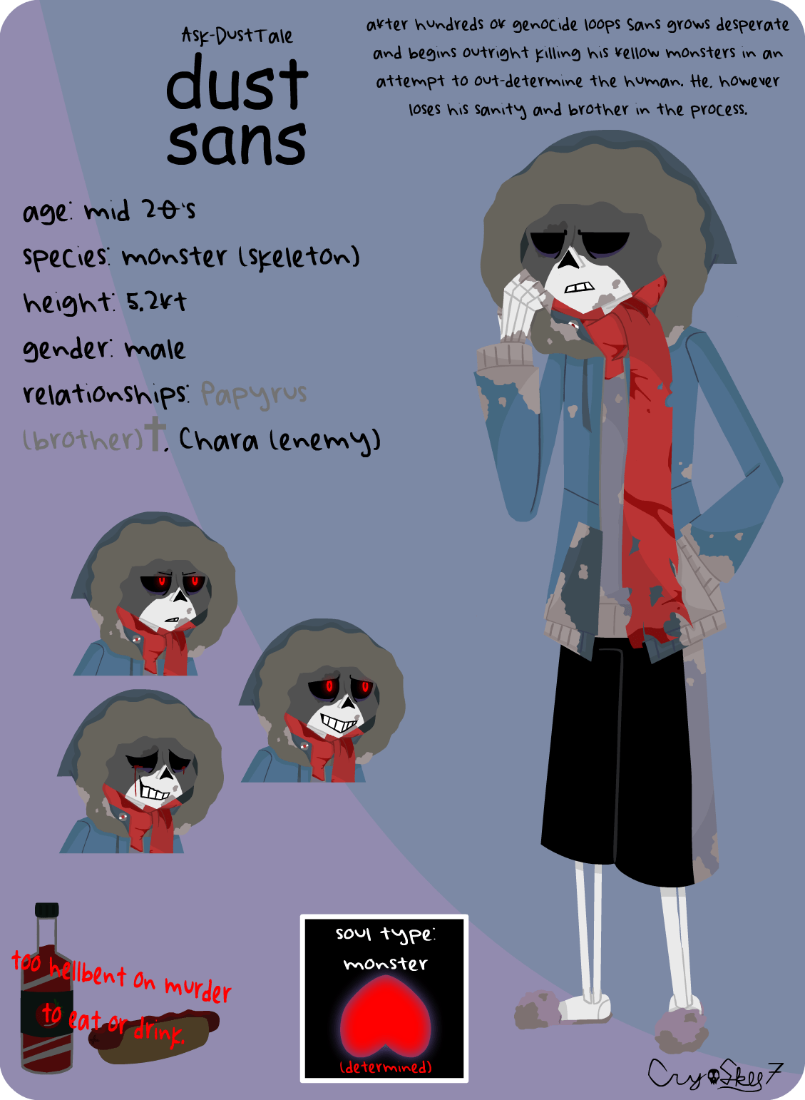 Dust Sans Redraw Next Up In The Nightmare Gang Will Be Horror A Personal Favorite Of Mine Note That These Profiles Design Choices Are Within My Headcanon So Try Not To