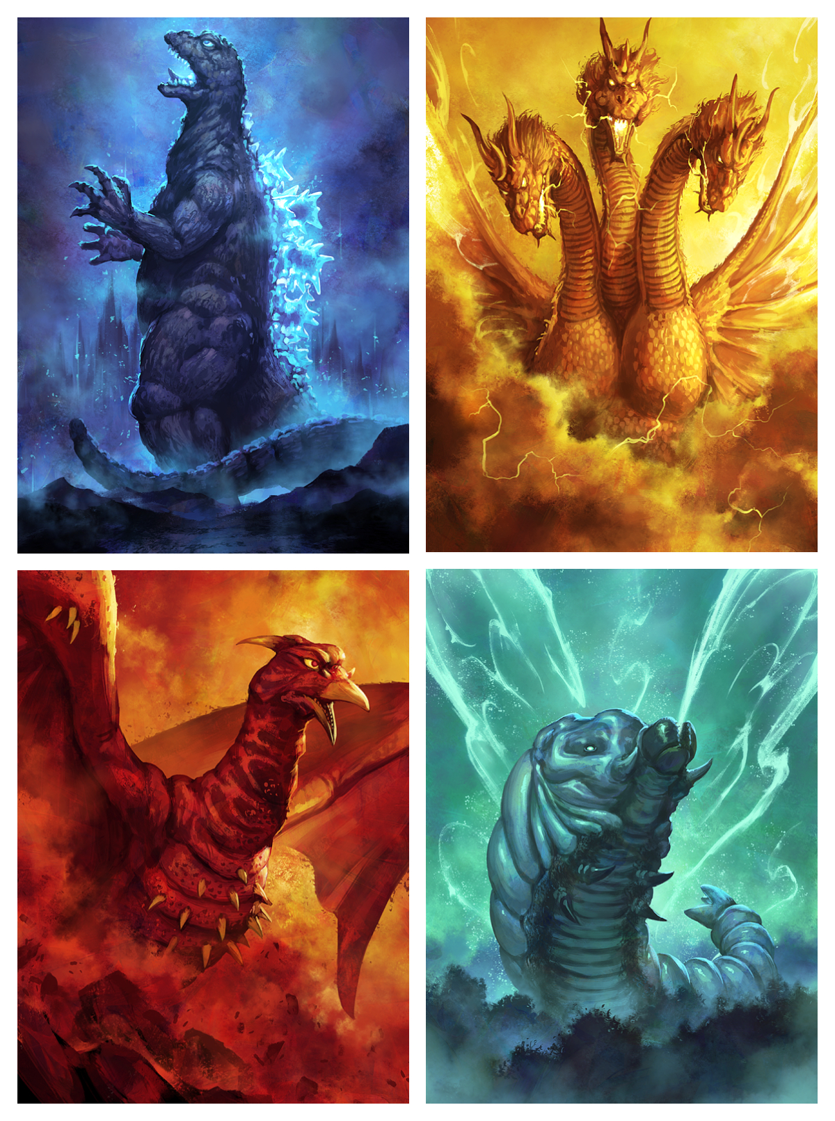 Kronologi timeline monsterverse sebagai informasi, godzilla vs. Godzilla KOTM character posters - Showa variants (not OC