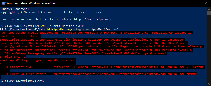 Forza Horizon 4 Skidrow Install - I Have This Problem Installing Forza Horizon 4 Anyone Had A Similiar Problem How Did You Resolve Thx A Lot Sorry For Italian Power Shell Cracksupport