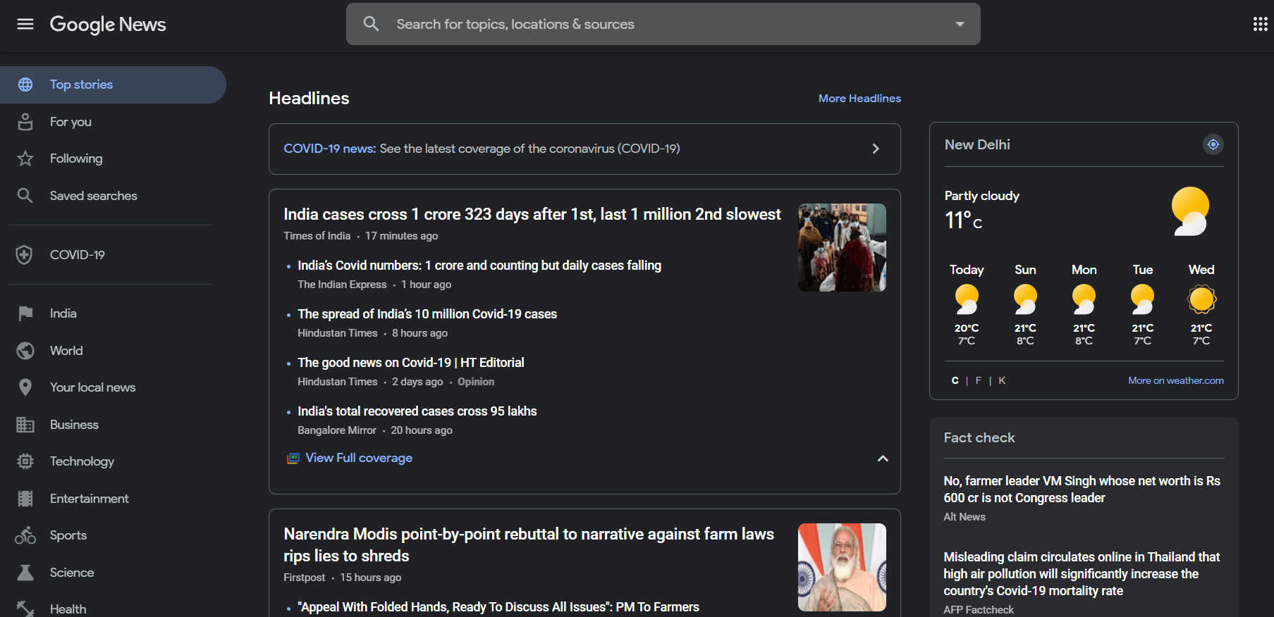 There may be some extensions you can use that make yourpages dark but i dont use them so can recommend any google user Google News On Desktop Got The Dark Mode R Google