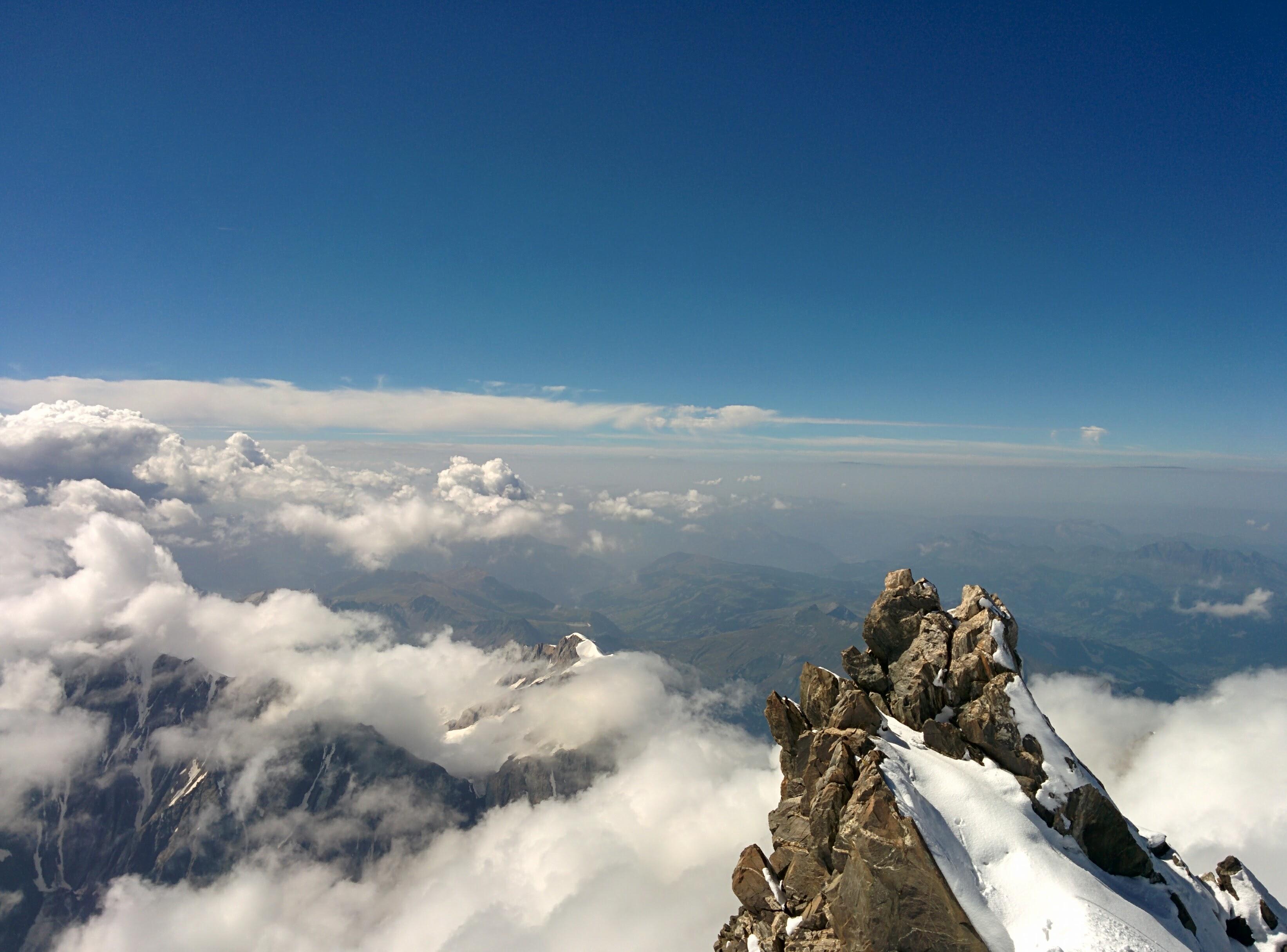 Barrel and cap crafted from black precious resin with . View from Mont Blanc summit. Chamonix. France [3286x2432