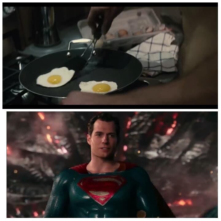 In Batman V Superman Dawn Of Justice 2016 The Eggs Which Superman Is Making Are Fake It Foreshadows Superman S Fake Cgi Mouth In Justice League 2017 R Shittymoviedetails