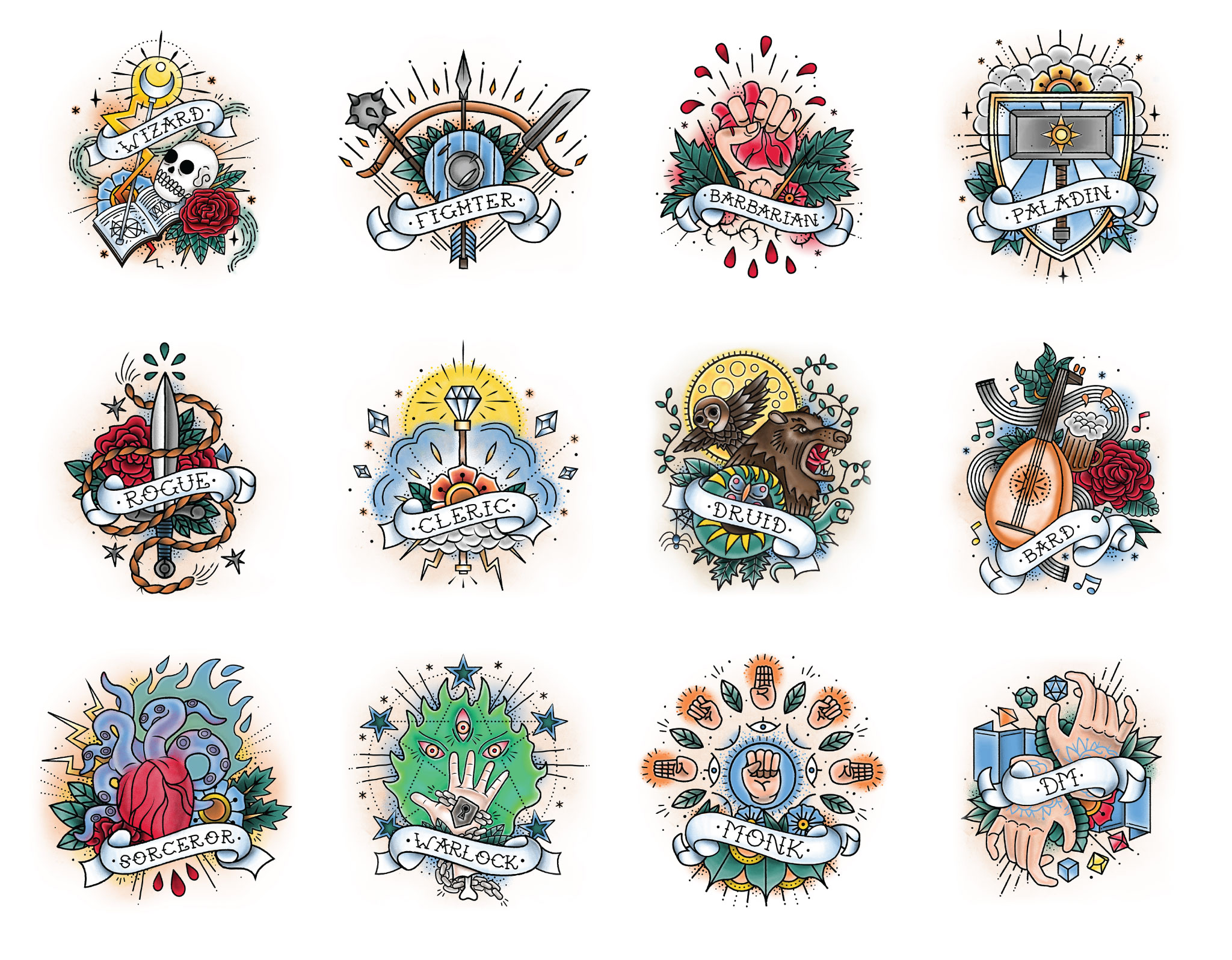 Oc][Art] Traditional/Vintage Tattoo Designs For Each Of The D&D Classes : R/Dnd 1596_x_2048_jpg