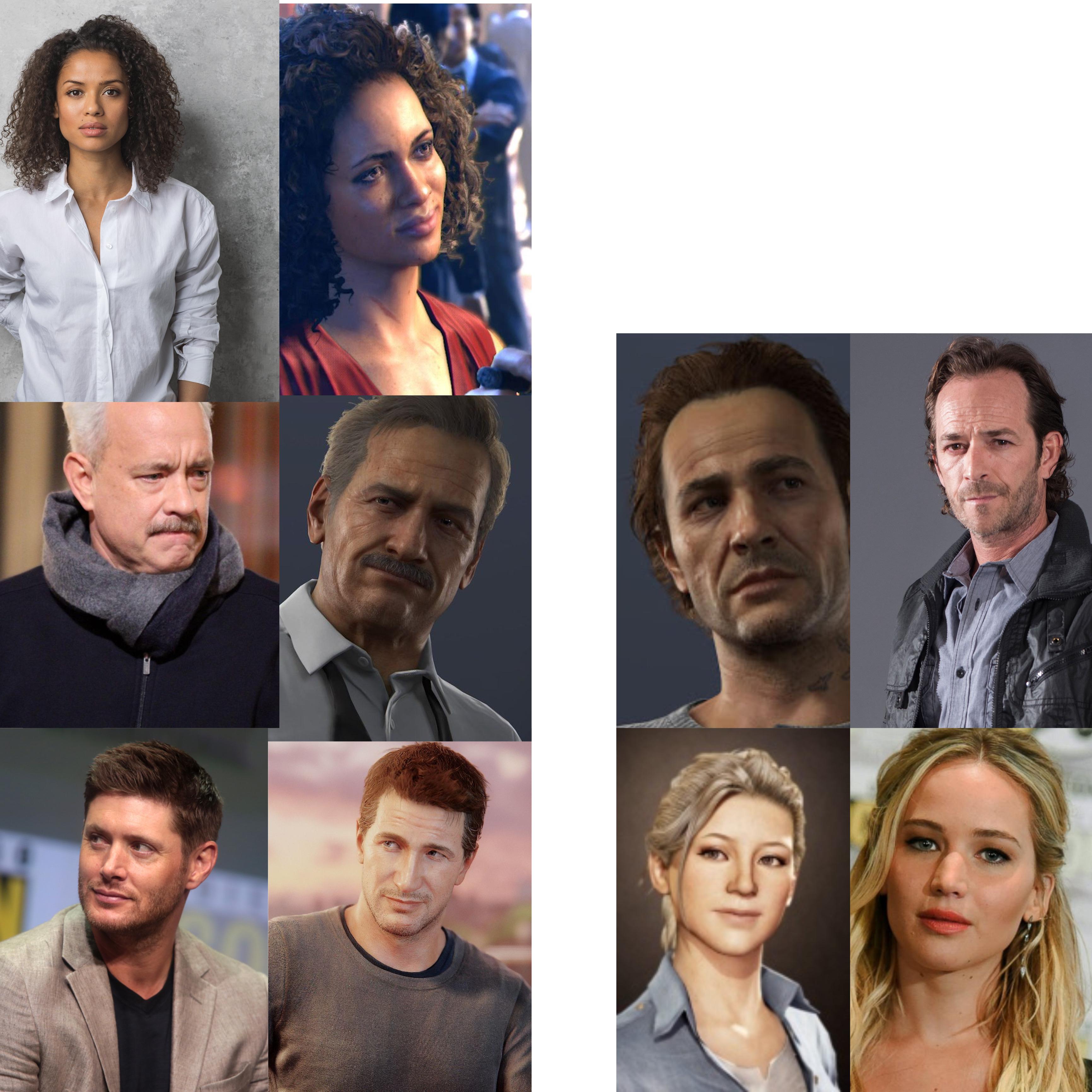 Most of the main cast, 49 of them, as a scroll roll call. The Dream Cast From Left To Right Columnized Gugu Mbatha Raw As Nadine Tom Hanks As Sullivan Jensen Ackles As Nathan Drake Luke Perry As Sam F In The Chat By The