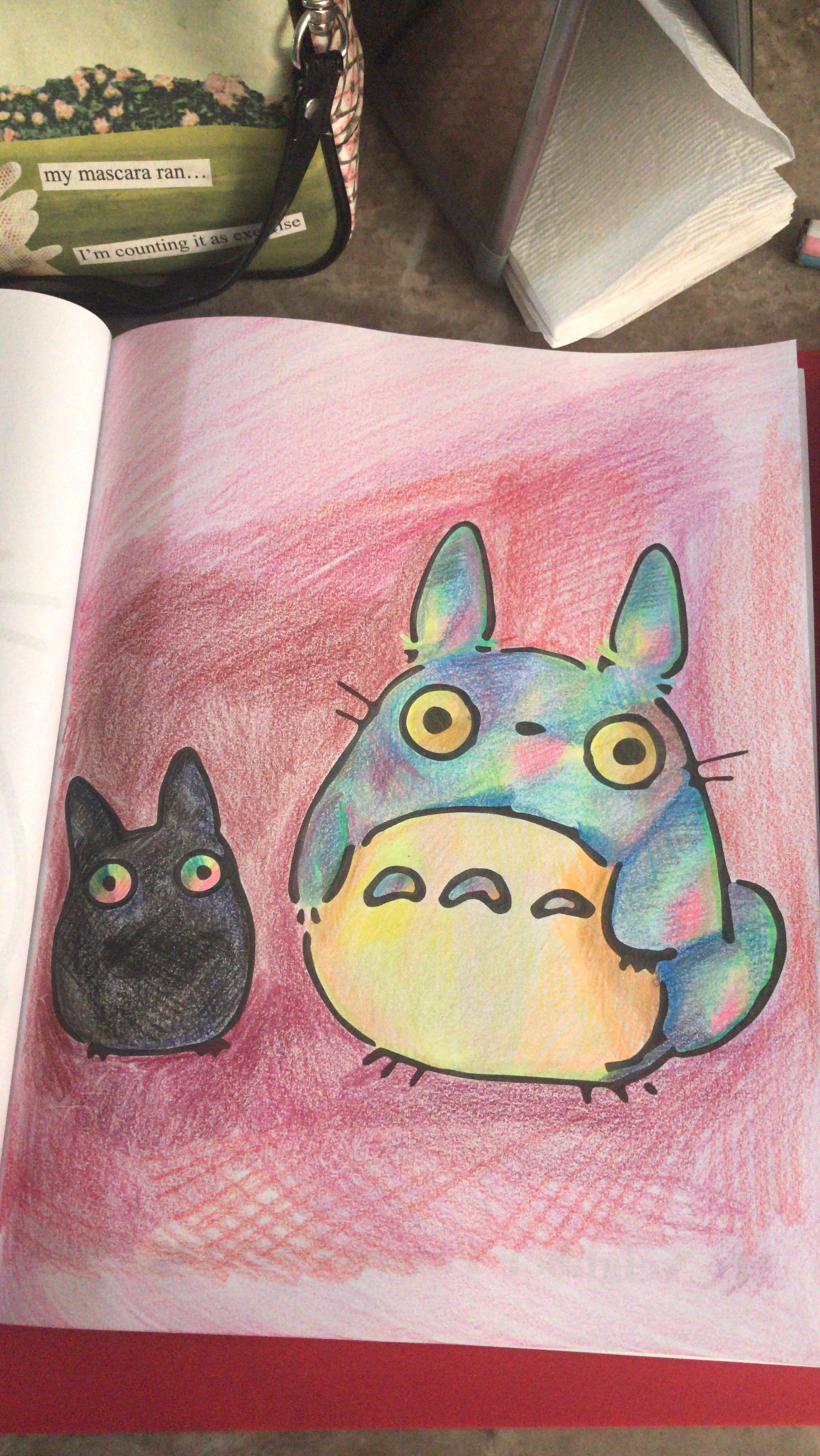 Coloring pages with characters from popular animated movies will be extremely interesting to your little fidget. Housemate Bought Us All A Totoro Coloring Book R Coloring