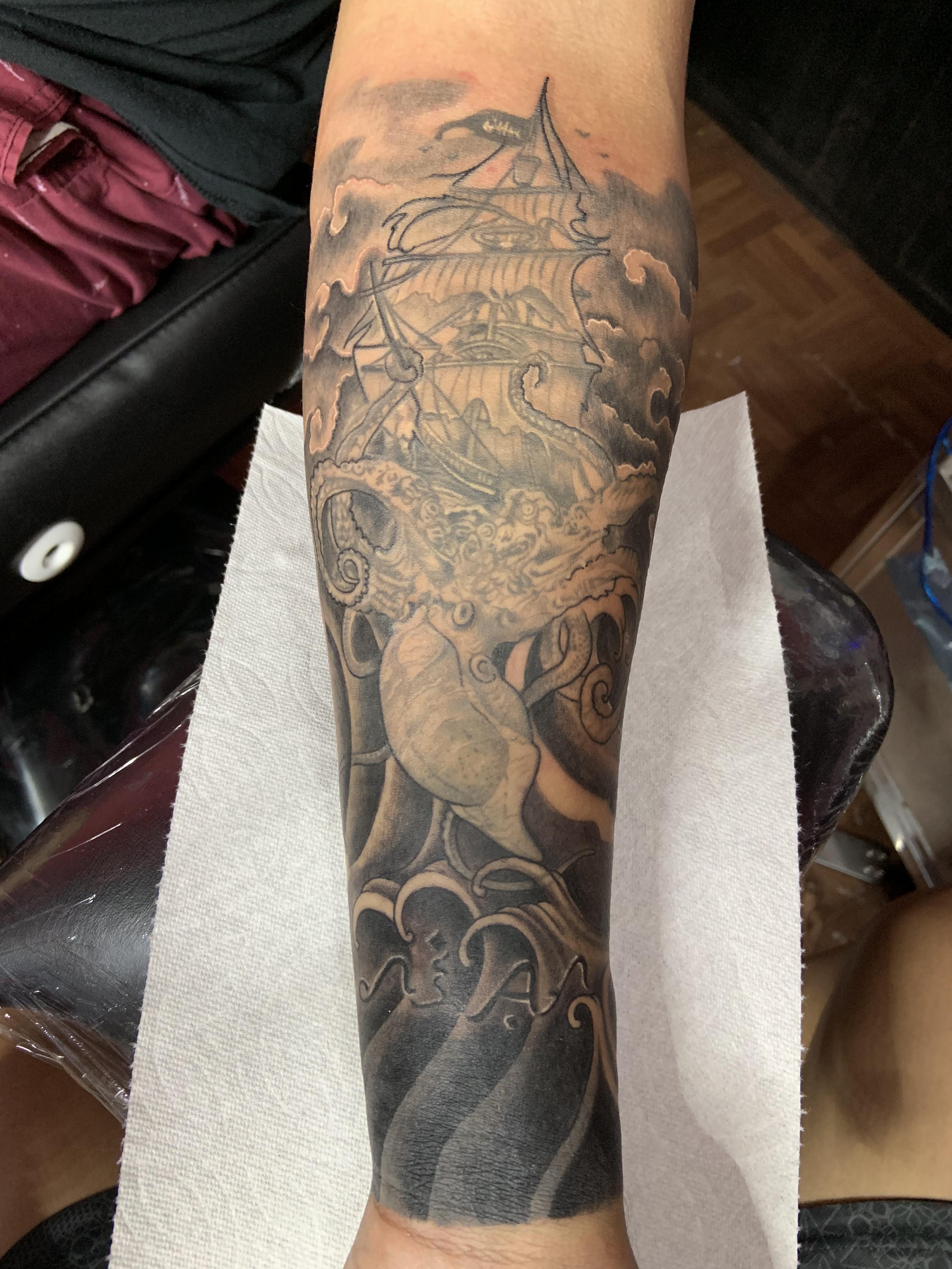 Kraken Wind Bar Half Sleeve Done By Micko Tarepe At Micko Tattoo, Pasay City, Metro Manila, Philippines – Tattoo Lover Family 4032_x_3024_jpg