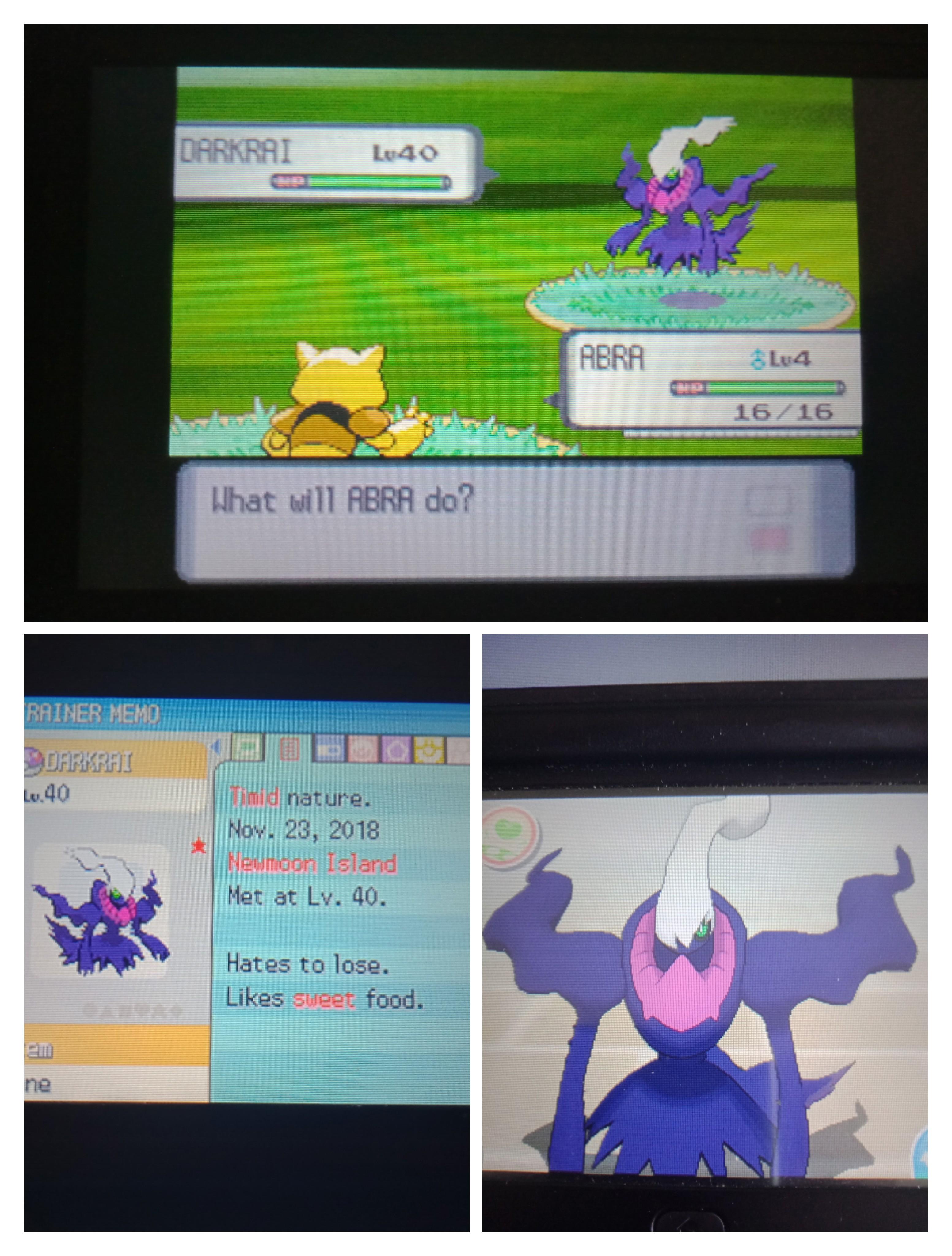 Since the event is long over, the only way to still do this is by cheating the items . Gen 4 Shiny Darkrai after 852 SRs via the void glitch in