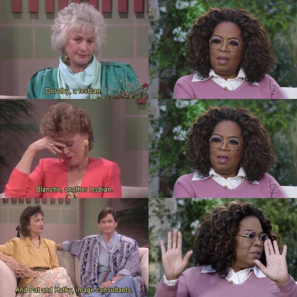 Betty white is an actress, author, and comedian. Oprah And The Golden Girls R Meme