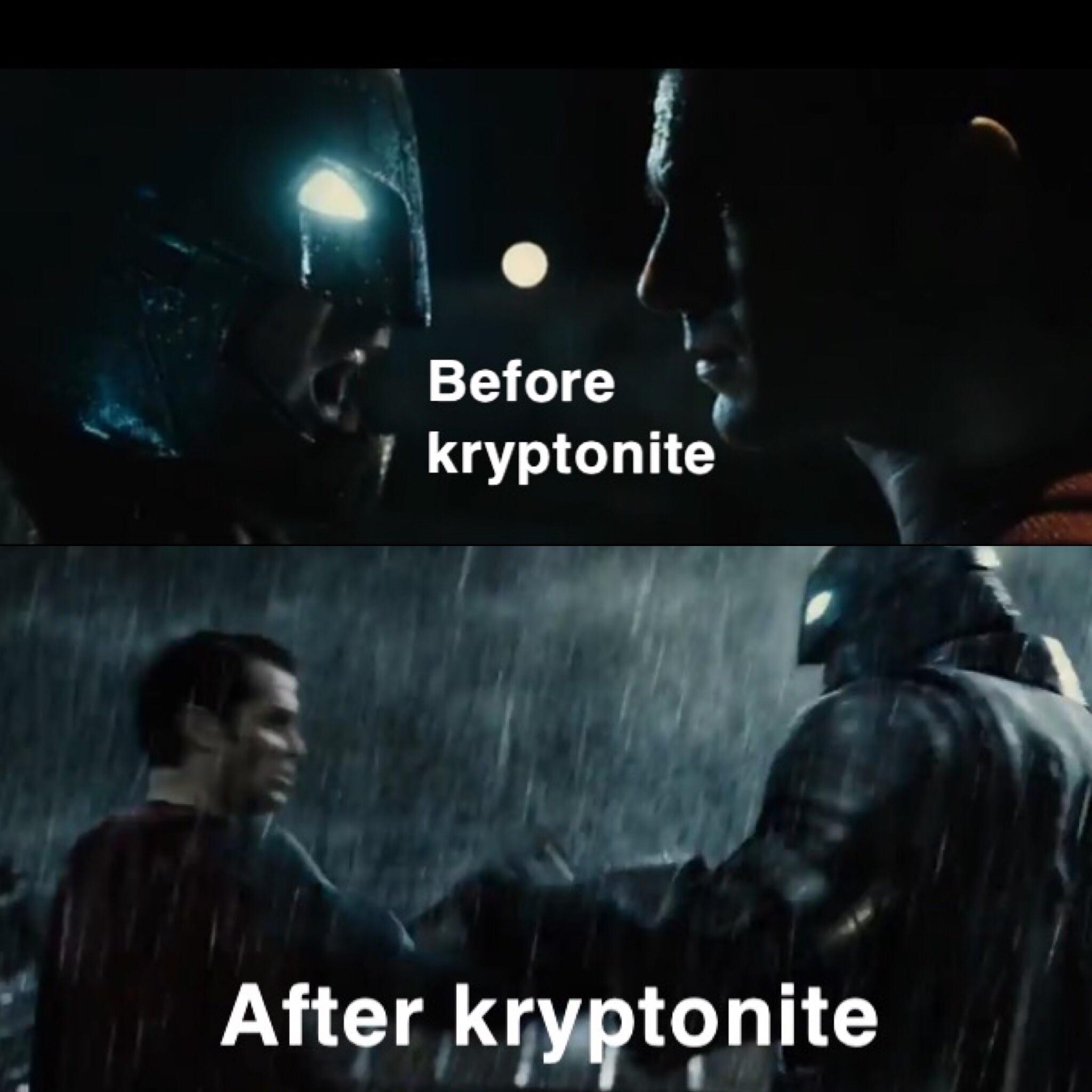 In Batman V Superman Released March 25 2016 Batman In Armored Suit Appears Eye To Eye In Several Shots With Superman When Superman Gets Hit With Kryptonite Batman Appears To Be Much