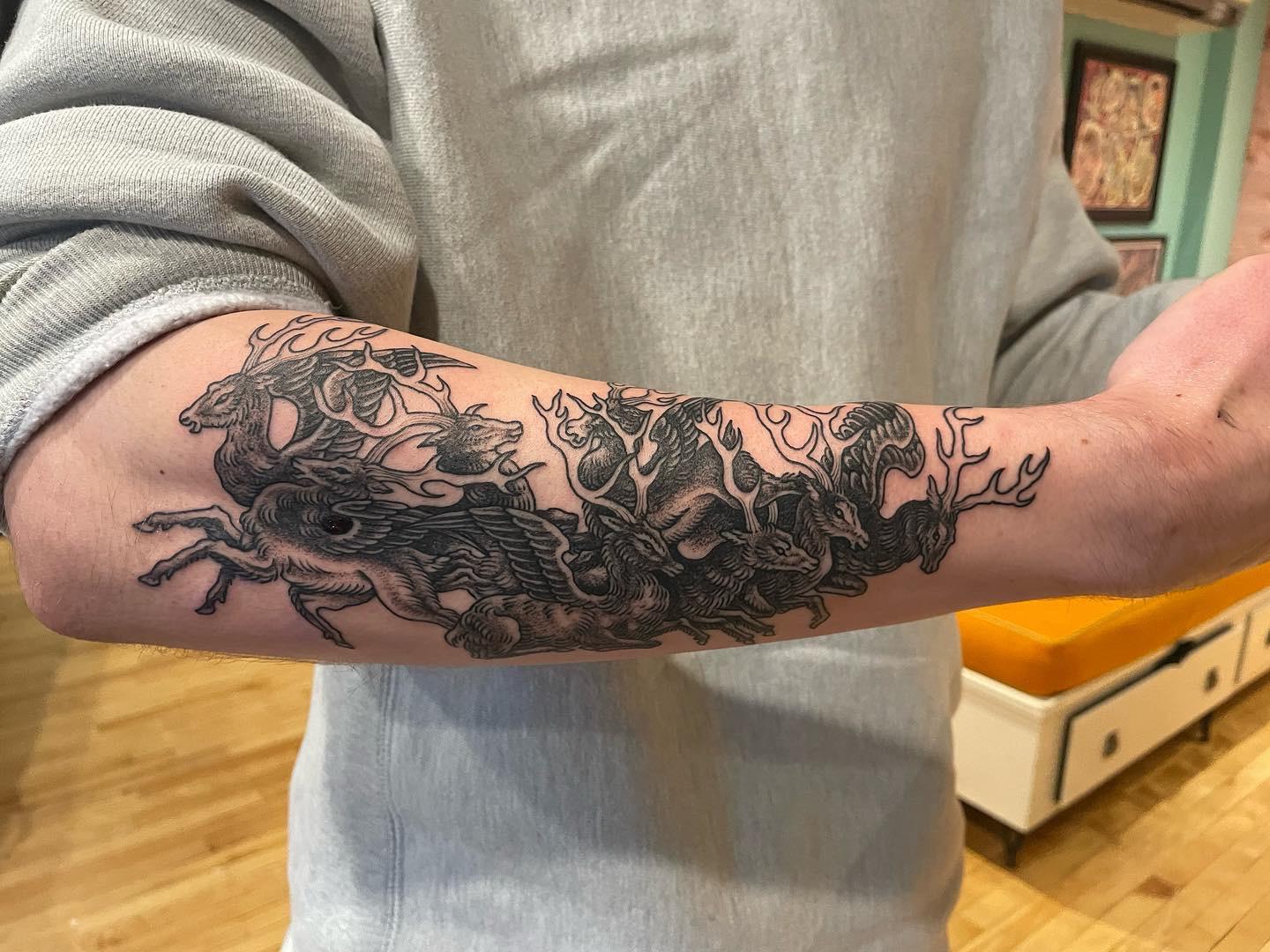 Herd Of Flying Deer, Done By Keenan Bouchard At Gold Star Tattoo In Portland Maine! : R/Tattoos 1080_x_1440_jpg