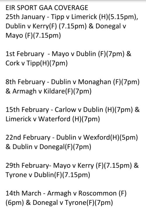 At eir we're passionate about sports and we want to make sure that every eir broadband customer gets to see all the top sporting action. Eir Sport Saturday Night Live Games For The Allianz League R Gaa