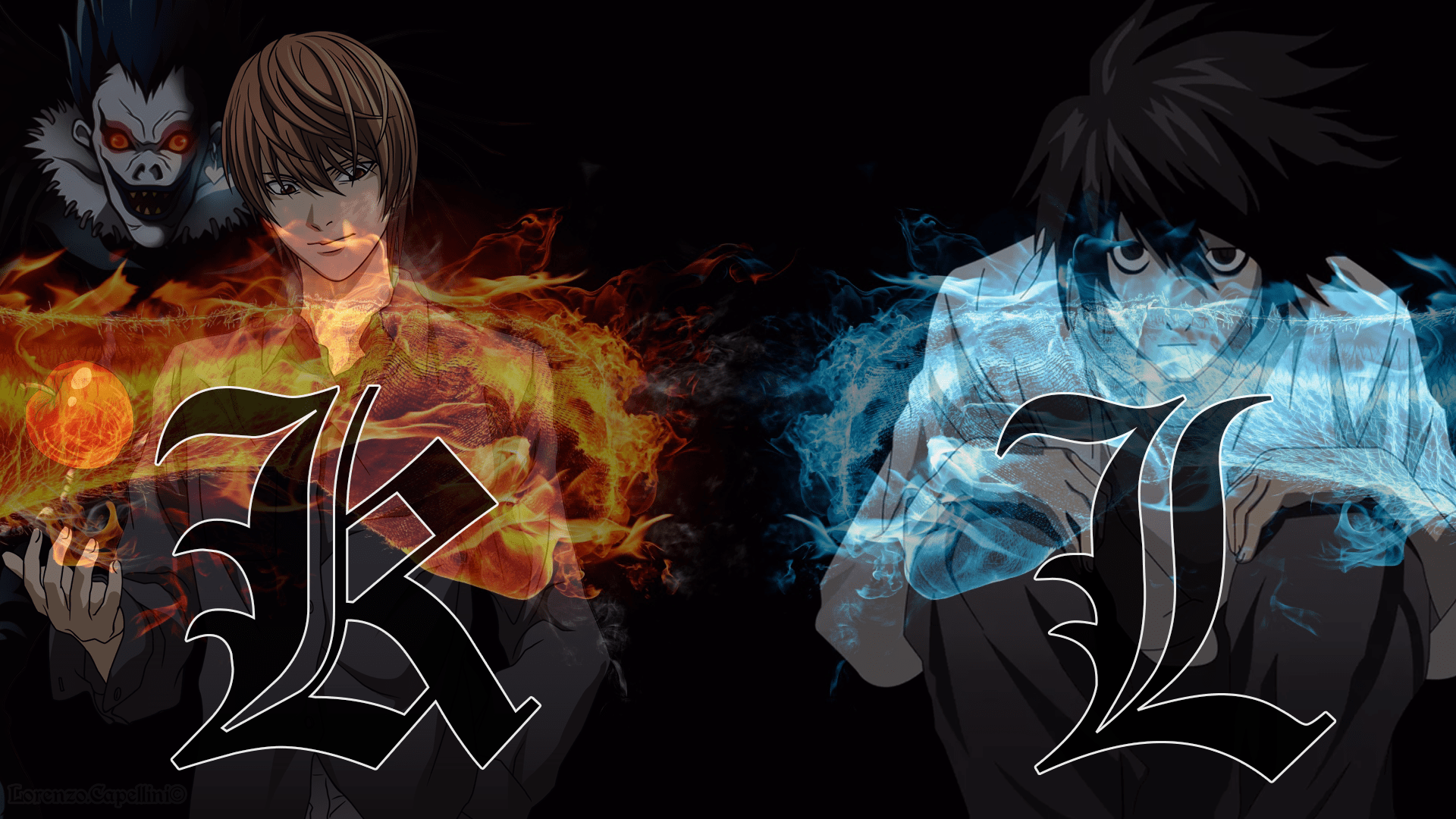 After discovering the death note, he decides to use it . L Light Wallpaper 1920 X 1080 L Vs K Deathnote