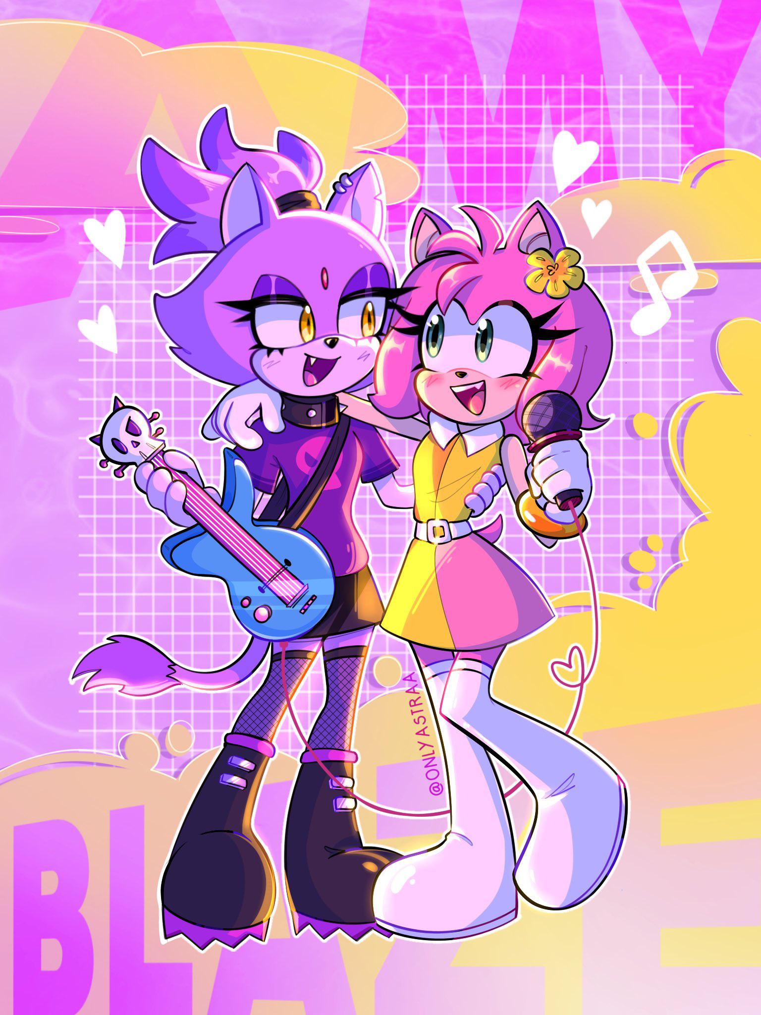 Amy Rose and Blaze are pop stars. (By @OnlyAstraa) : rSonicTheHedgehog