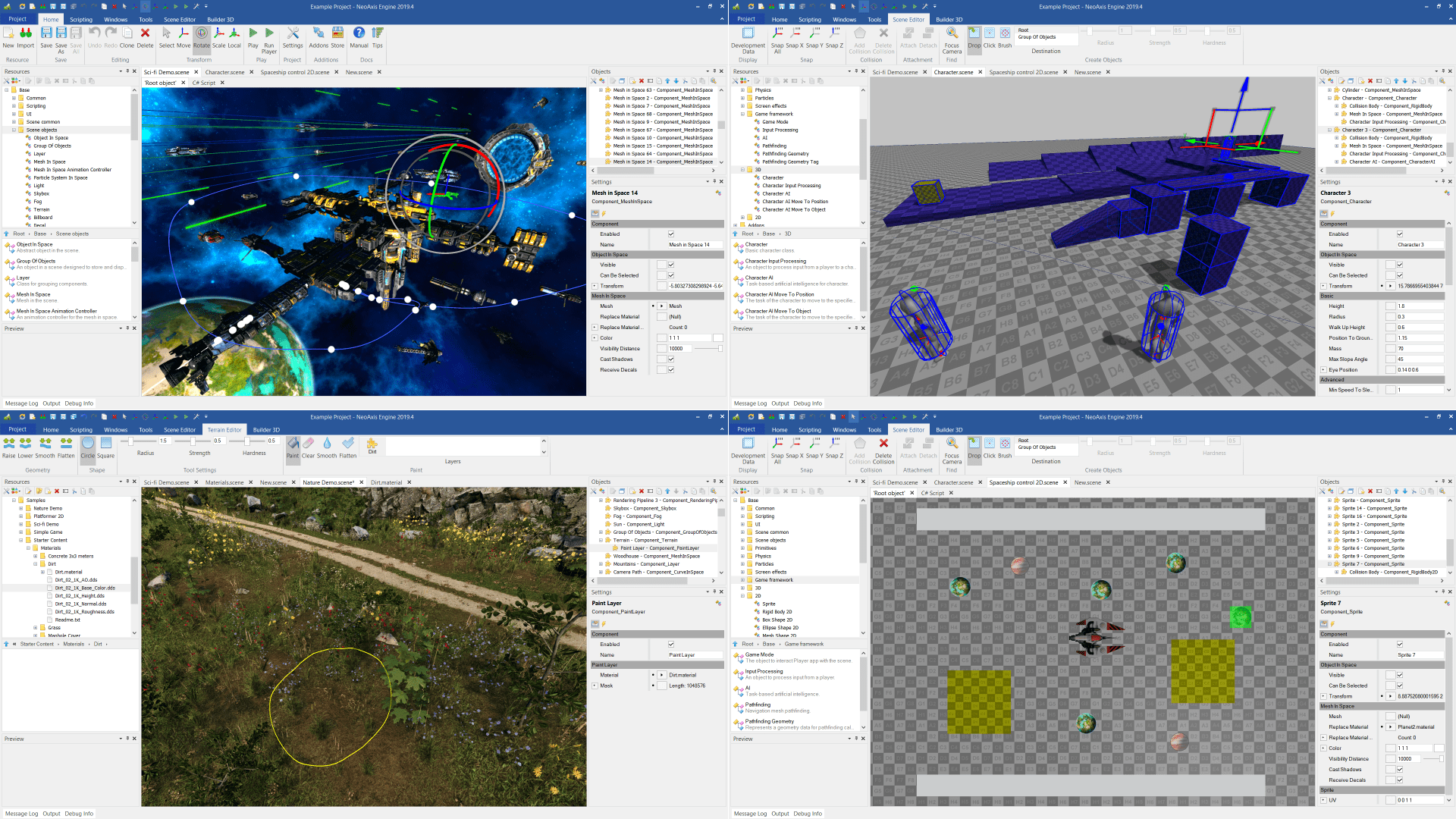In this new serie we'll explore the process of writing a hole 2d game engine in pure c (c89), why c? Free Game Engine Neoaxis 2019 4 Released Game Framework 2d Game Engine Support For Creating Characters Better Terrain Support Particles And Other Features R Gamedev