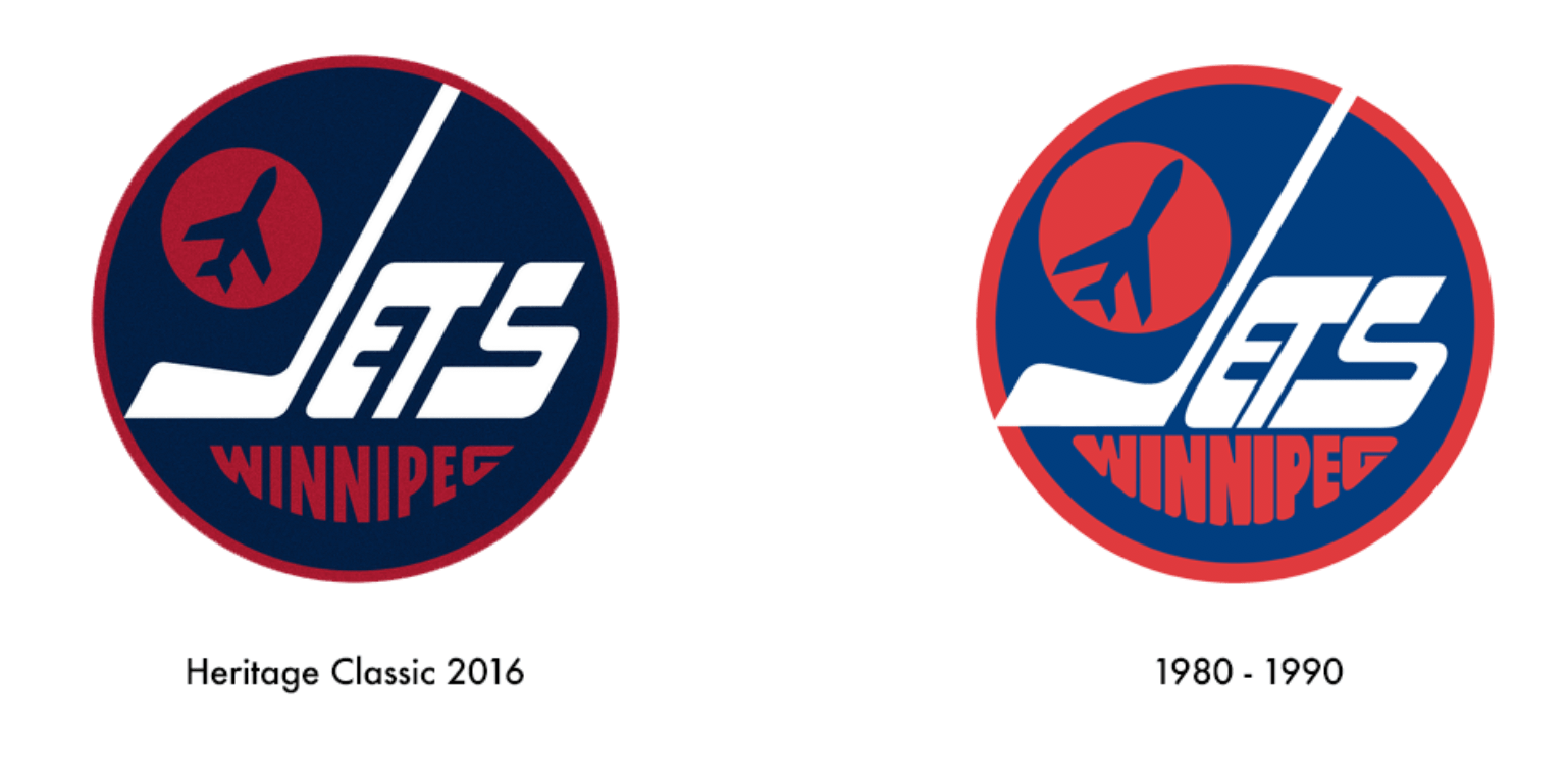 The energy was absolutely electric from the ice level right up to the nosebleeds — and no wonder, because this game had everything. Logo Comparison Heritage Classic 2016 Vs Jets 1980 1990 Logo Small Cool Details Like The Different Looking Jet And Winnipeg Text R Winnipegjets