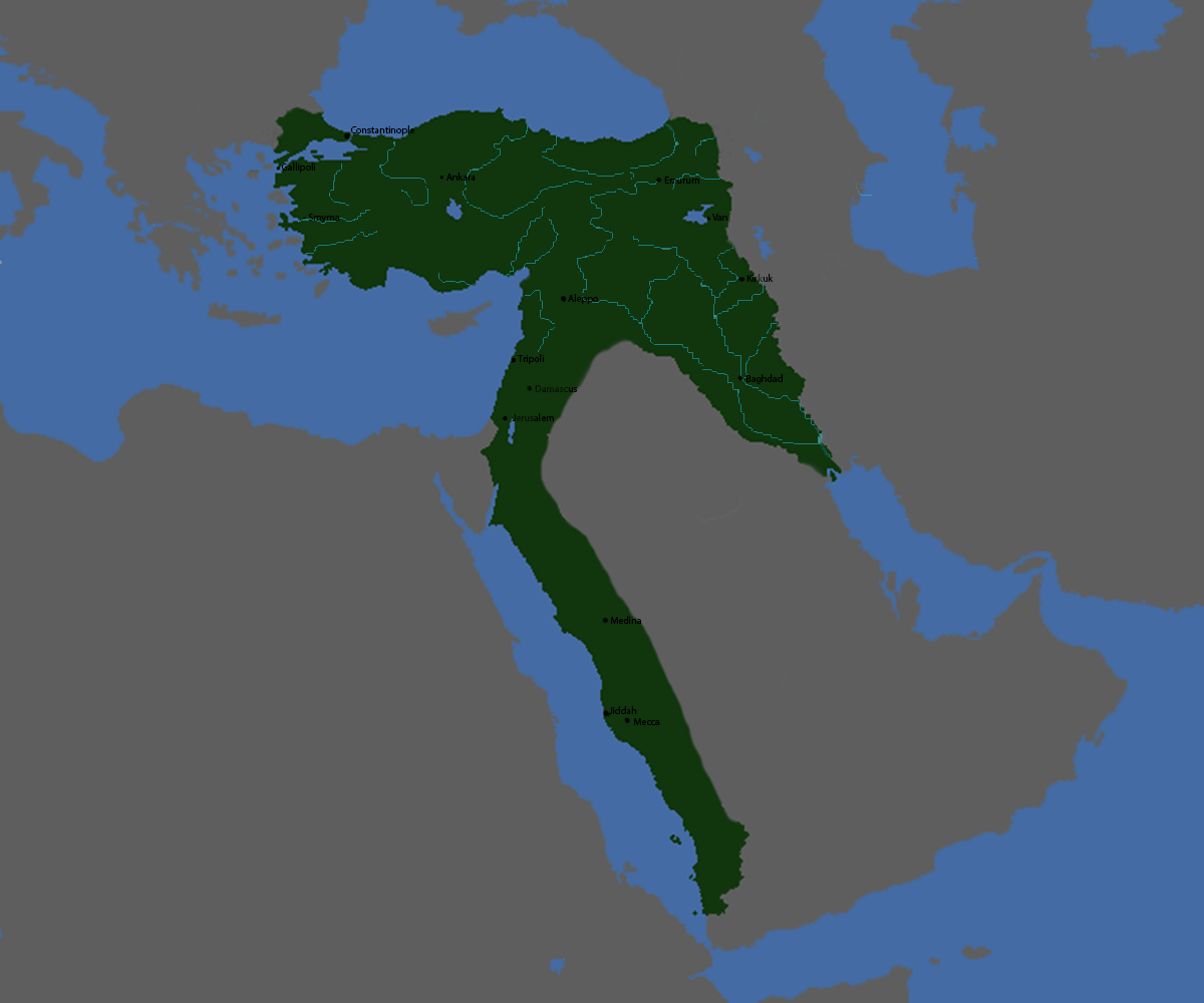 It is a slightly hard formable, seeing as other neighboring countries (such as russia, egypt, and iran) may take the countries that you might need. OC The Ottoman Empire at the start of WW1 [1200x1000