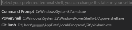 Shell selection list