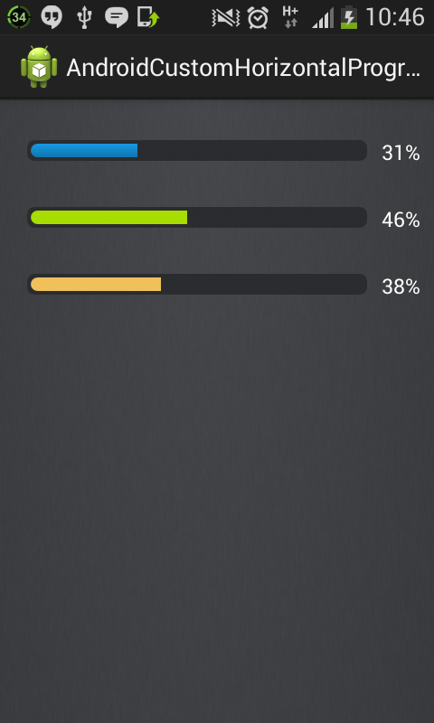 These gradient is useful for background, banners and buttons. Android horizontal progress bar? - Stack Overflow