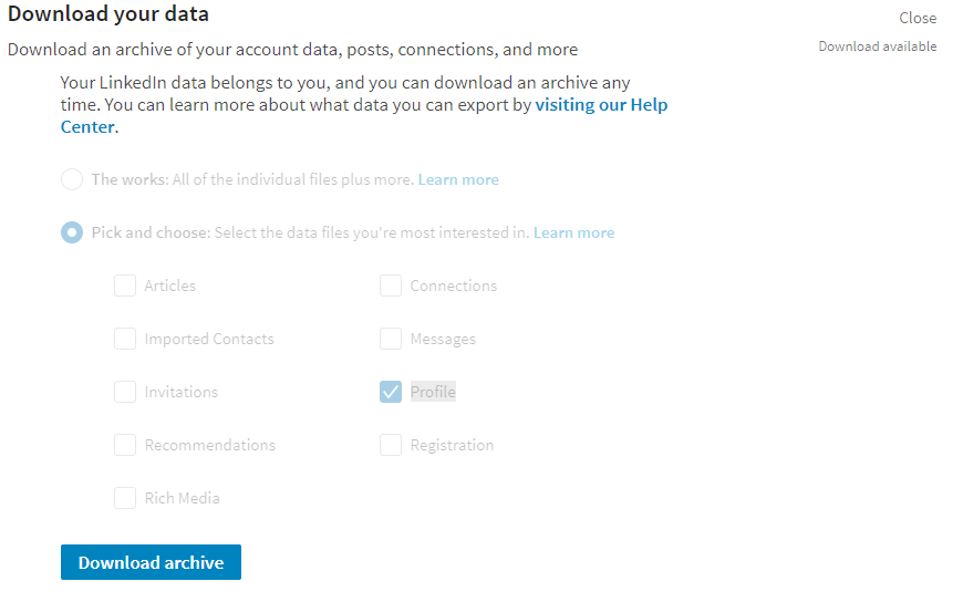Download as pdf or docx using 20 premium . How Can I Export Complete Profile From Linkedin Stack Overflow