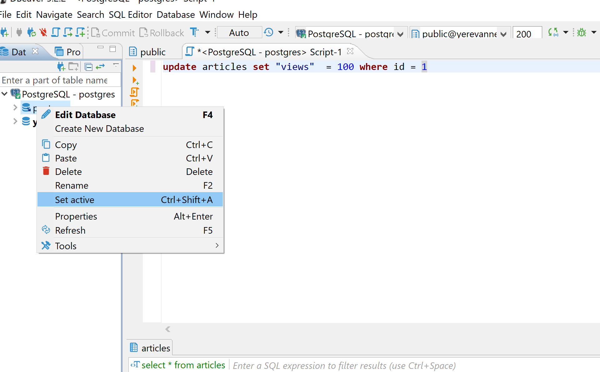 Using Dbeaver To Query A Postgresql Db And Get Following Error Sql Error 0a000 Error Cross Database References Are Not Implemented Stack Overflow