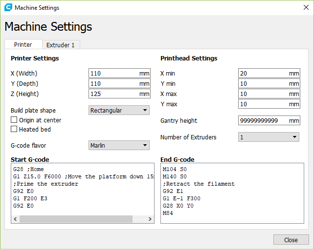 Cura Printer Settings For Alladinbox Skycube 3d 3d Printing Stack Exchange