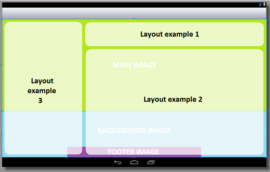 Change background image by button clicking event in android sample gif. Android Xml Layout As A Background Stack Overflow