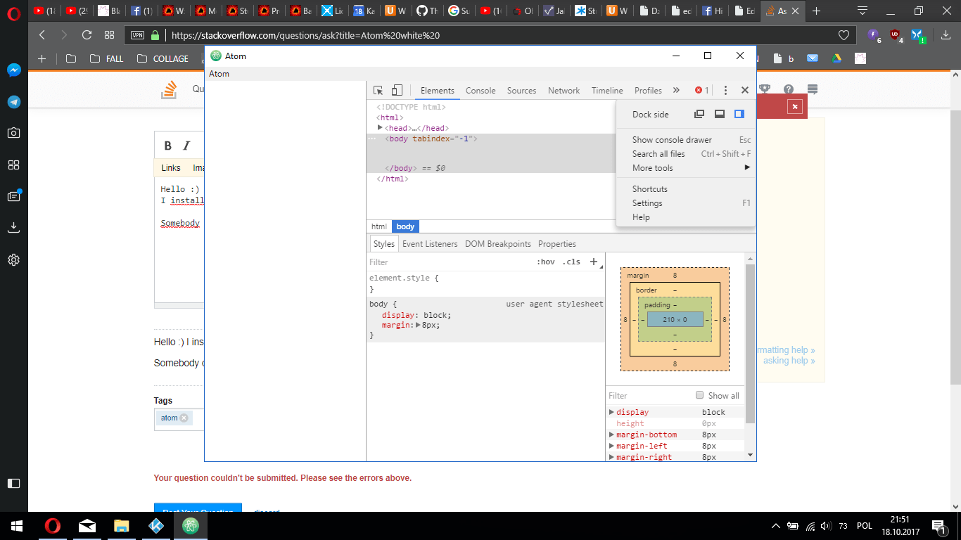 Atom White Window How Can I Solve It Stack Overflow