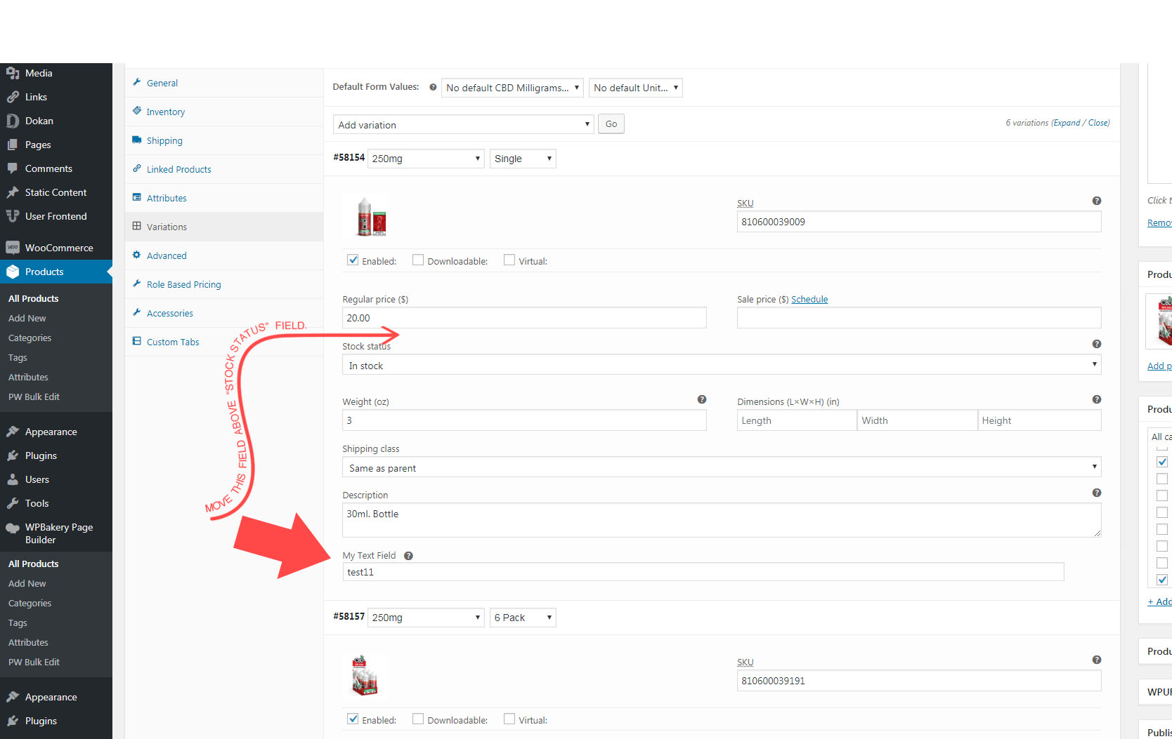 Forminator form not appearing, no errors in console. php - Changing the order of custom fields in the dashboard for Woocommerce variable products ...