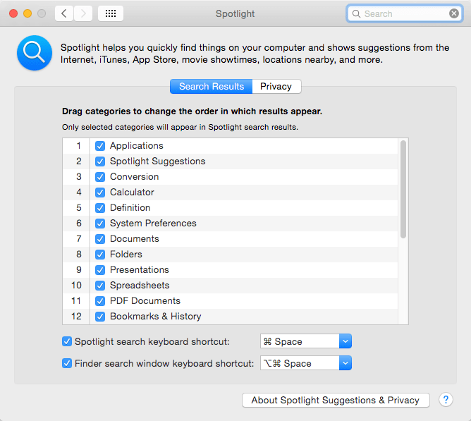 Username is different from email. Spotlight Change Keywords In Yosemite Ask Different