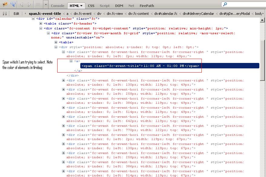Firebug screenshot