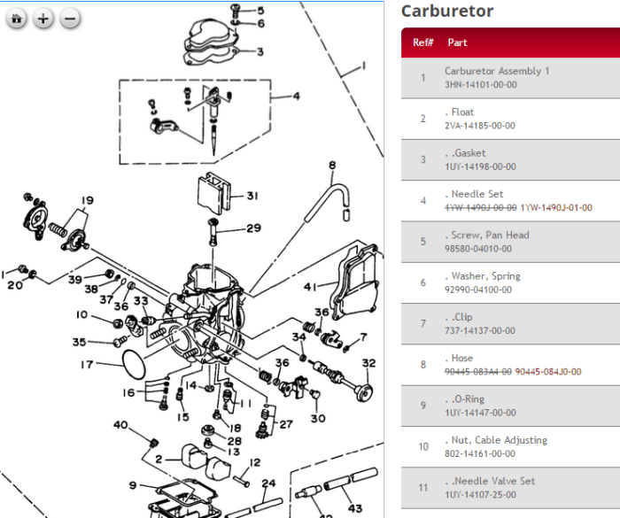 Mikuni carburetor parts diagram