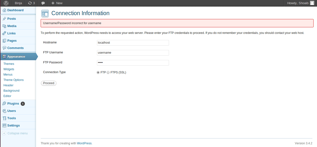 7 người xem đã đánh . authentication - FTP Username and password wrong while installing theme - WordPress Development ...